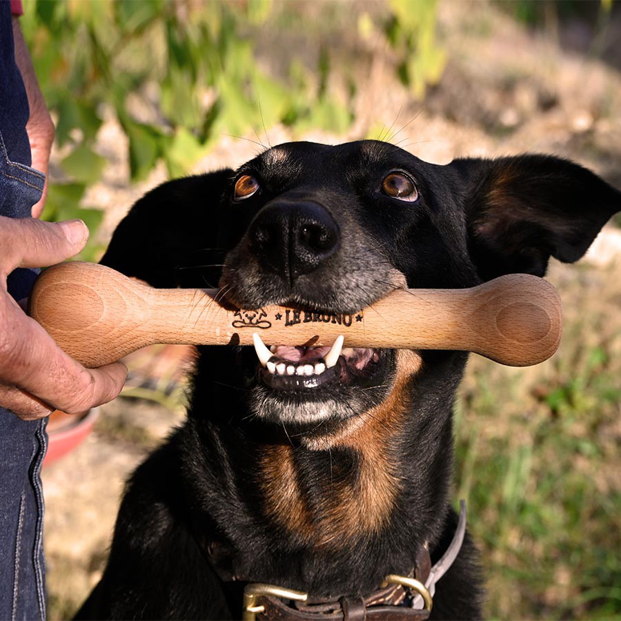 Grand modèle os LeBruno en bois pour chien